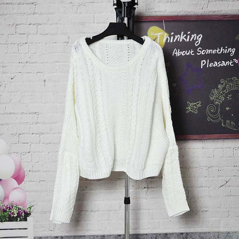 2012 batwing sleeve coarse knitting yarn twisted loose pullover sweater outerwear SH