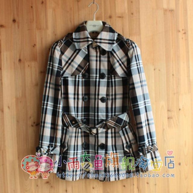 2012 bear fashion preppy style turn-down collar double breasted elegant epaulette slim plaid trench khaki