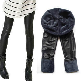 2012 beaver velvet double layer thermal faux leather legging thickening warm pants plus size ankle length trousers