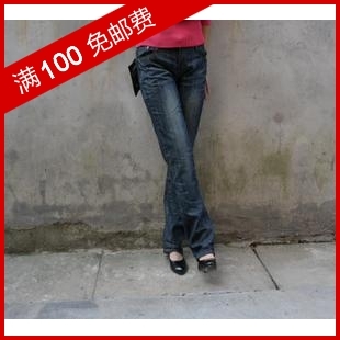 2012 bell bottom trousers jeans pants butt-lifting mid waist slim jeans