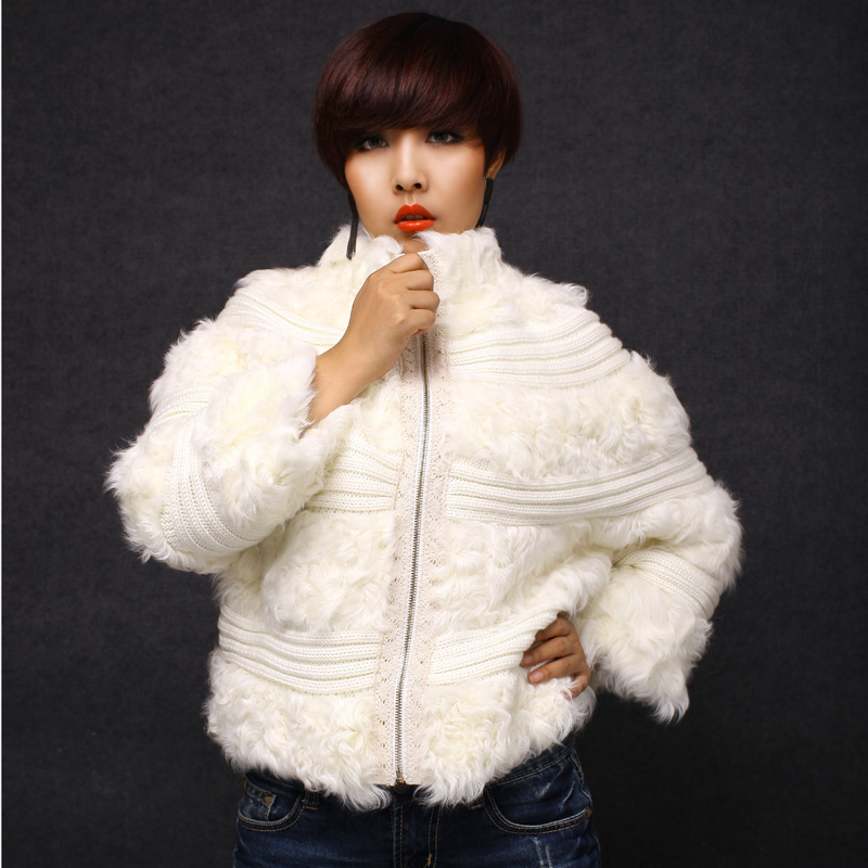 2012 berber fleece knitted batwing shirt fur coat fur