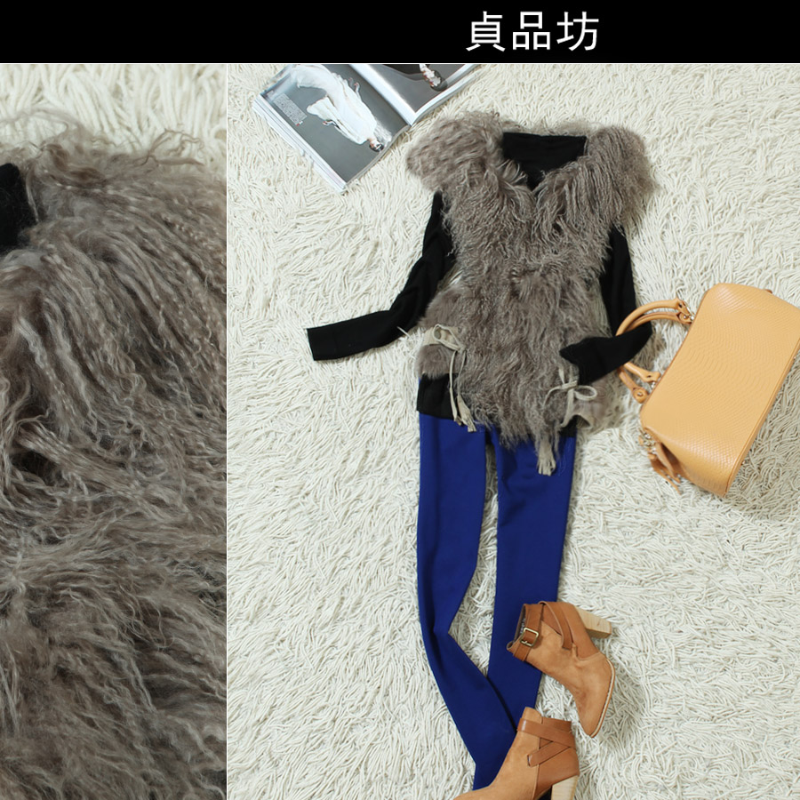 2012 berber fleece rabbit fur slim top outerwear vest fur female pa32