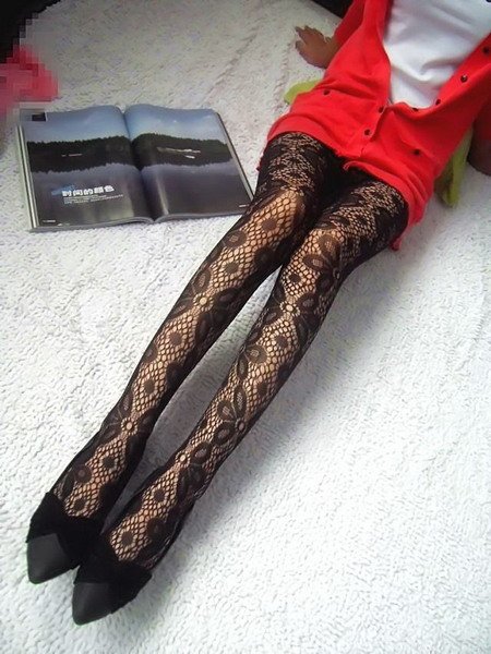 2012 black jacquard socks retro sexy stockings pantyhose 6 leaf clovers pants ultra-thin