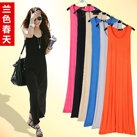 2012 bohemia full dress beach one-piece dress fashion modal tank dress autumn long skirt free shipping