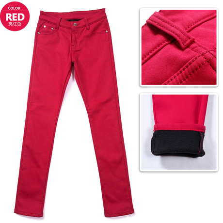 2012 boot cut jeans thickening plus velvet jeans female pencil pants female trousers slim