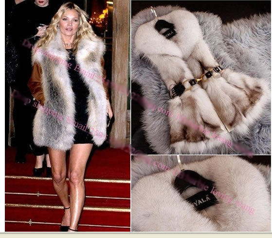 2012 brand New kate moss women's 100% New Genuine whole SILVER Fox Fur Vest Jacket Coat Gilet Waistcoat Vintage New