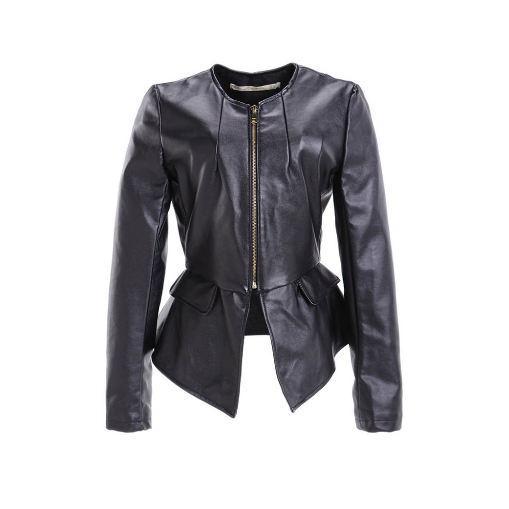 2012 Brand Women Slim Leather Jackets, Ladies Short Style PU Coat in Black Free Delivery