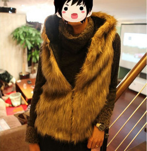 2012 british style wild rabbit fur slim with a hood vest lovers design