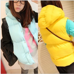 2012 candy color all-match solid color qq bread with a hood vest women's