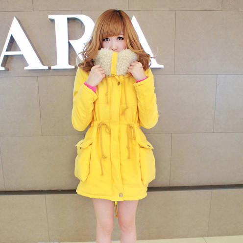 2012 candy color medium-long plus size berber fleece goatswool wadded jacket cotton-padded jacket cotton-padded jacket mm