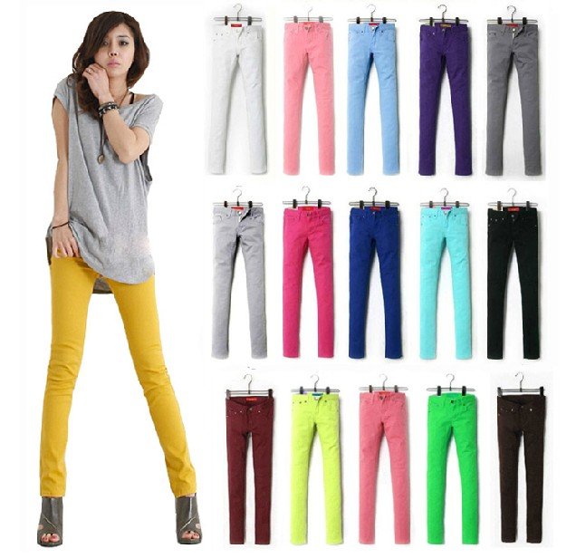 2012 candy color pencil pants slim skinny pants