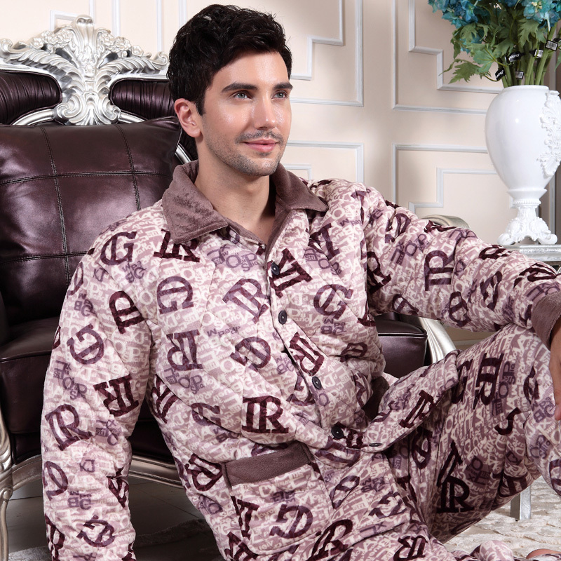 2012 carrie pure autumn and winter fashion male super soft coral fleece thickening cotton-padded sleepwear lounge set