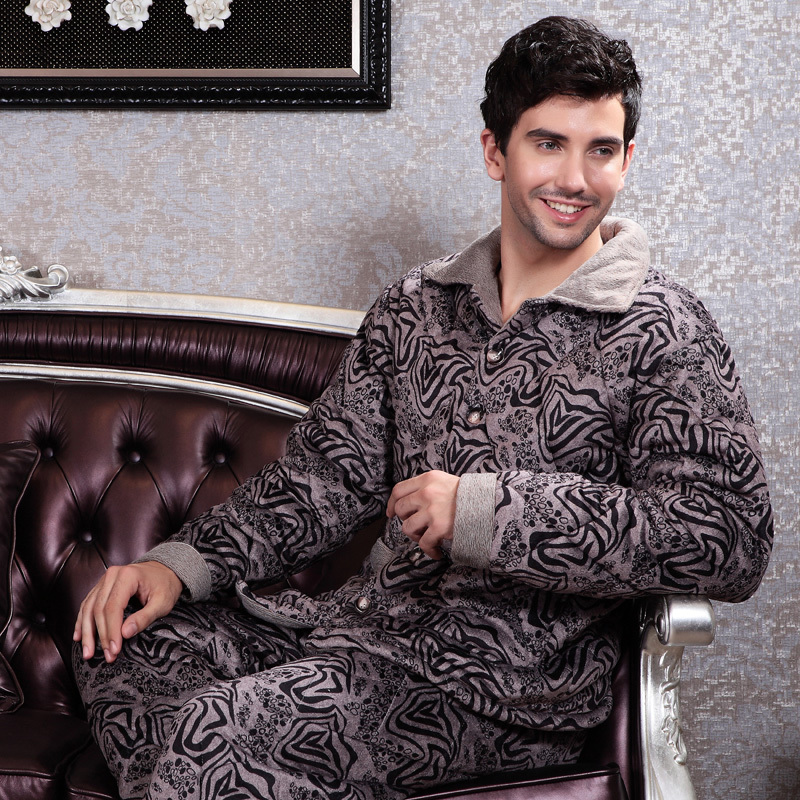 2012 carrie pure autumn and winter thickening super soft coral fleece male cardigan cotton-padded sleepwear lounge set