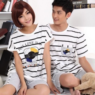 2012 cartoon lovers sleepwear short-sleeve 100% cotton sleepwear lovers lounge sleepwear