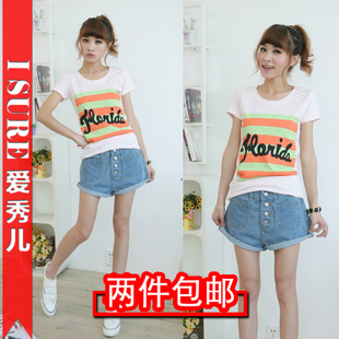 2012 casual female loose plus size denim shorts female denim