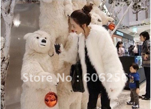 2012 Cheap Fashion New Arrive winer Korean Style white Rabbit Faux Fur Warm coat/women fashion fur coat