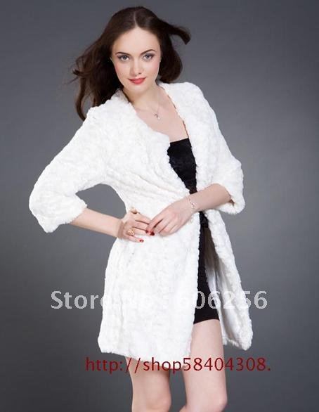 2012 Cheap Fashion winer Korean Style white wool Faux Fur Warm coat/women fashion fur coat,long style