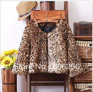 2012 Cheap price VIVI Style Fashion Leopard Faux rabbit Fur jacket, long sleeve fur coat/women fashion fur jacket