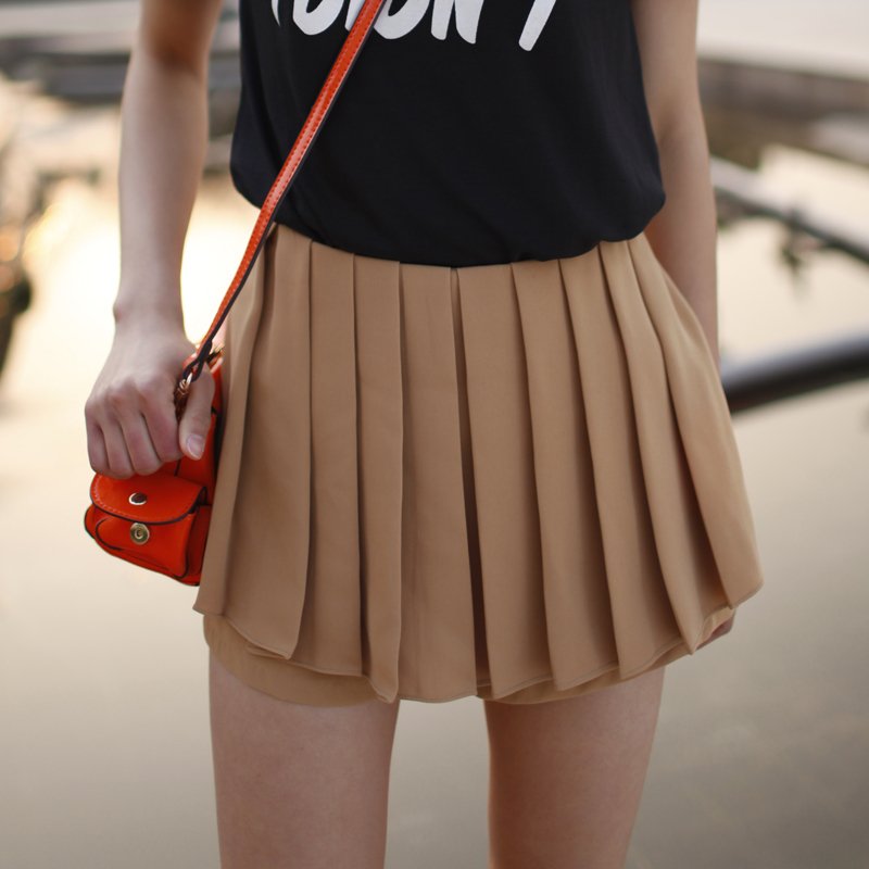 2012 chiffon pleated skirt pants summer high waist loose shorts fashion solid color short culottes female z9869