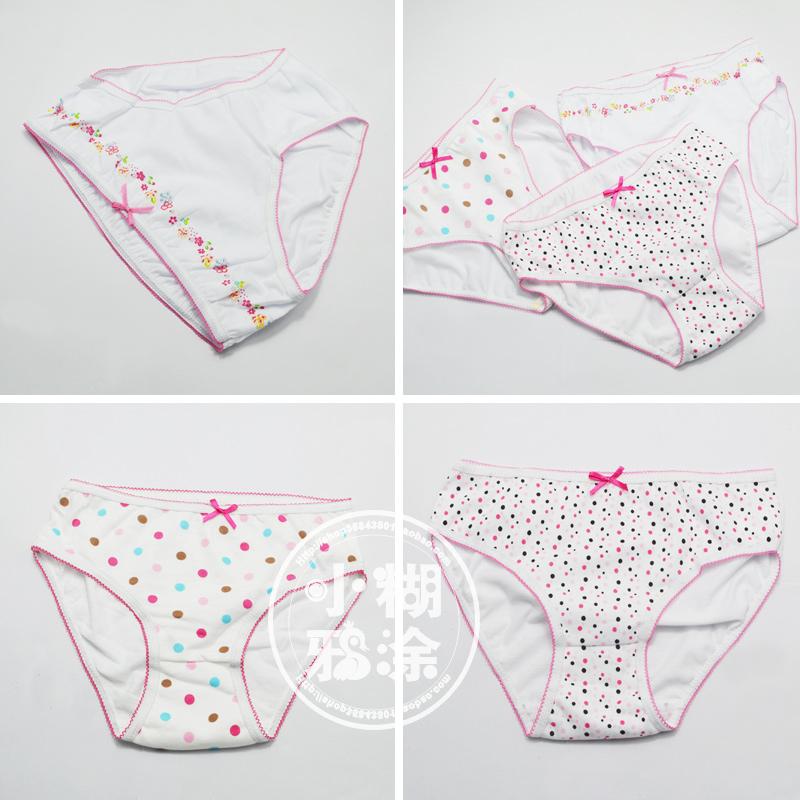 2012 child panties fresh flower polka dot female child 100% cotton panties briefs 3 - 10