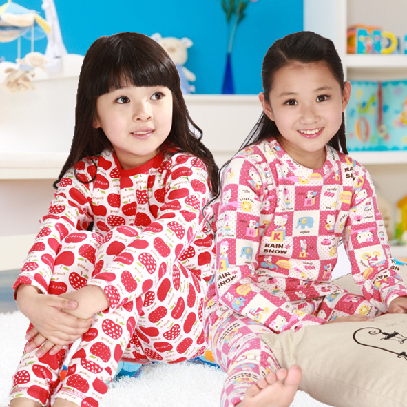 2012 children's clothing autumn and winter child 100% cotton baby sleepwear female child plus velvet thickening thermal