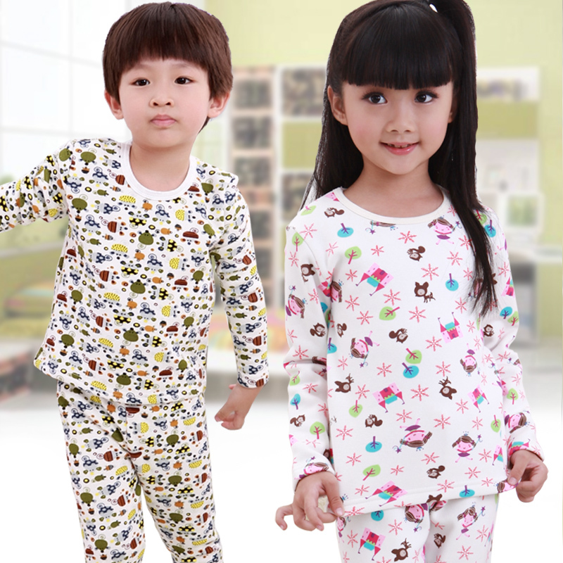 2012 children's clothing plus velvet thickening child thermal underwear set male child female child autumn and winter lounge