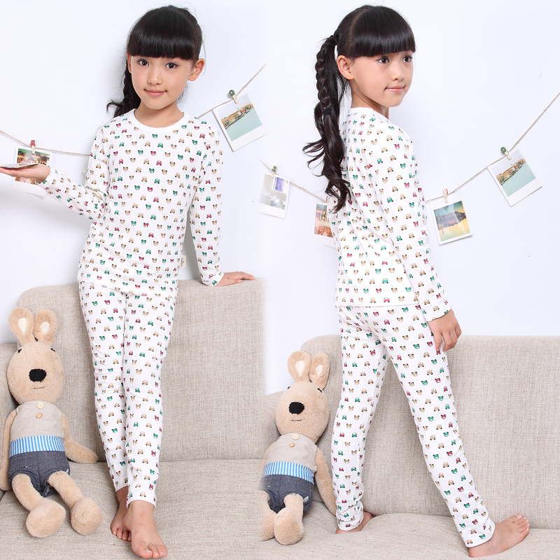 2012 children's clothing spring and autumn female child thermal derlook underwear set child cartoon print long-sleeve long johns