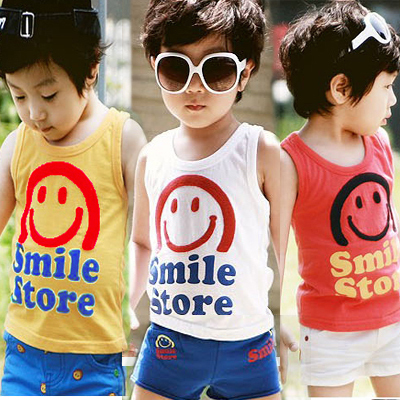 2012 children's clothing summer male female child baby child 100% cotton tank sleeveless T-shirt tx118 b