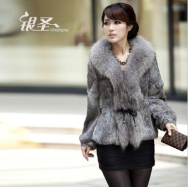 2012 china haining new fashion  raccoon fur slim rabbit fur coat marten overcoat , new year costume for women,8 color