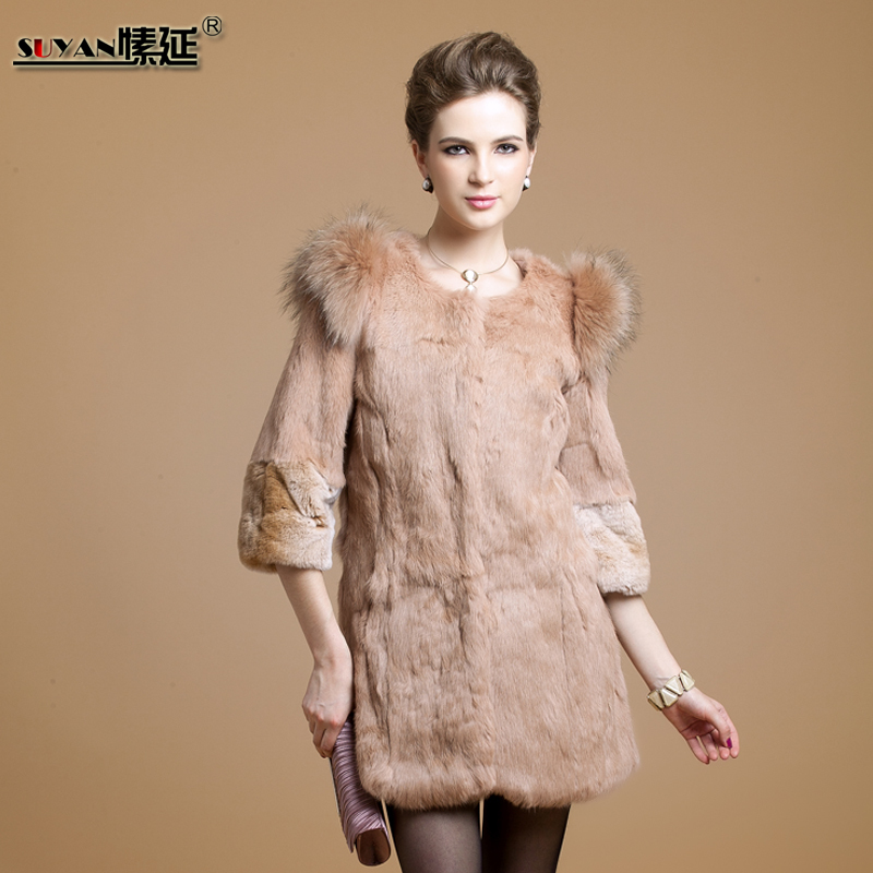 2012 chromophous female medium-long slim rabbit fur coat sy6887