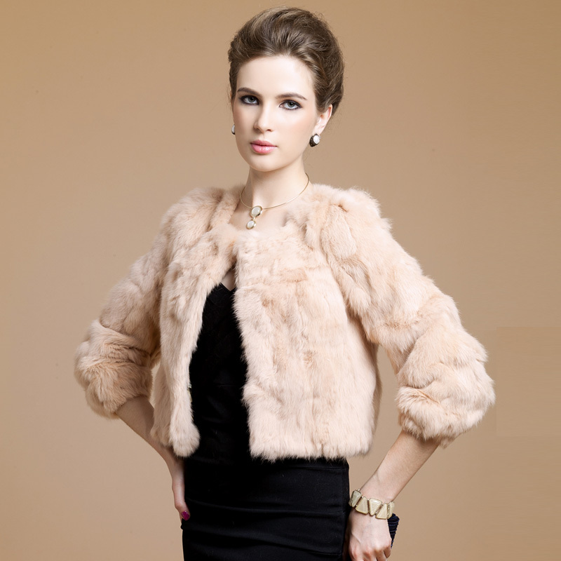 2012 chromophous women's slim short design rabbit fur coat 3318