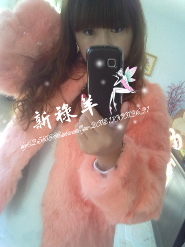 2012 chromophous women's slim short design rabbit fur coat