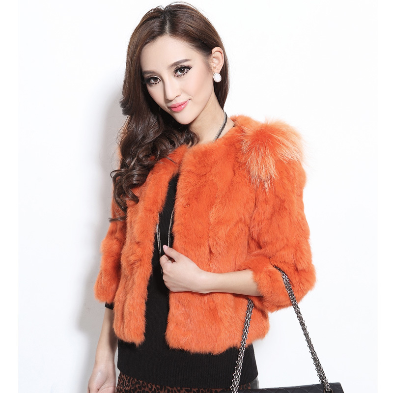 2012 chromophous women's slim short design rabbit fur coat w1306