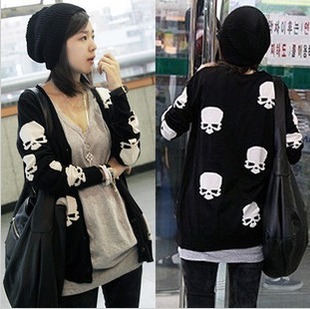 2012 clothes skull personality cardigan long-sleeve outerwear mushroom women's free shipping