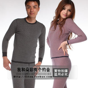 2012 coffee carbon colored cotton thickening male women's thermal underwear set dt7928 dt8928