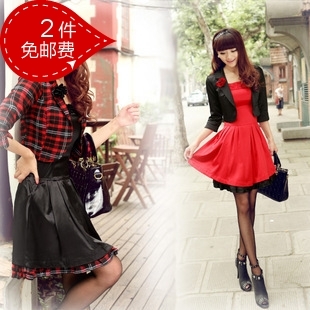 2012 collcction women's twinset skirt corsage one-piece dress small suit jacket