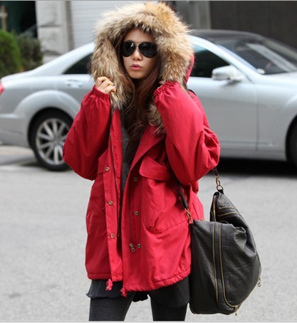 2012 cotton-padded jacket winter street casual loose plus size outerwear thermal hooded wadded jacket