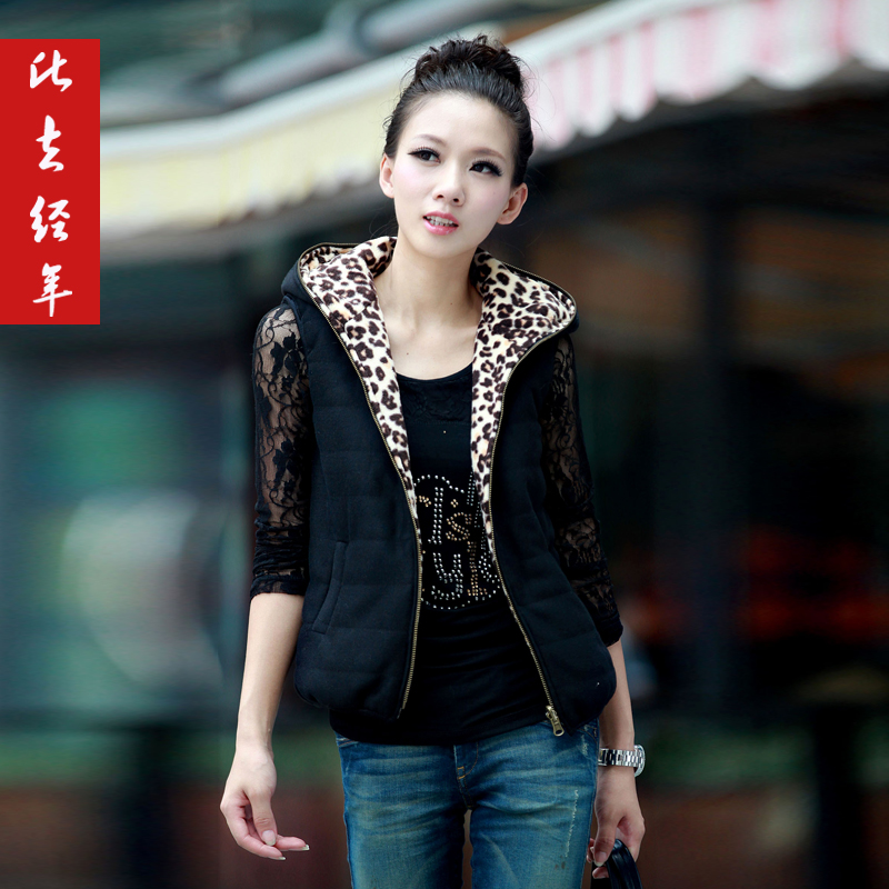 2012 cotton vest female women's fashion hooded double faced leopard print vest female