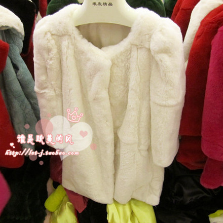 2012 creamy white rabbit fur medium-long slim female rabbit plush fur overcoat