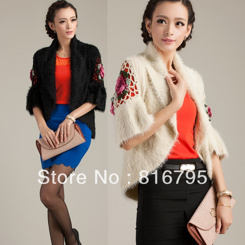 2012 crotch cutout sweater half sleeve sweater outerwear cardigan cape women's