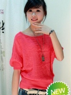 2012 cutout crochet sweater female shirt loose batwing shirt air conditioning shirt cutout sweater