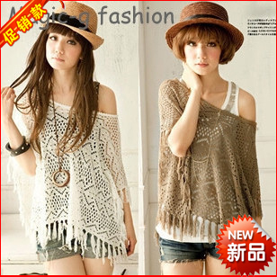 2012 cutout sweater female thin summer tassel !