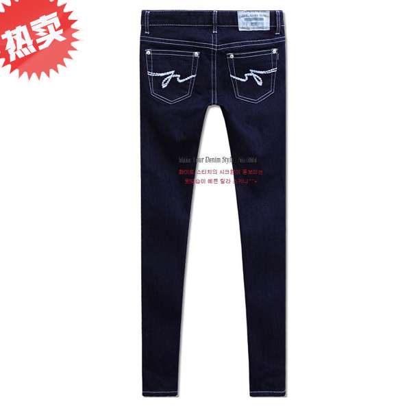 2012 Dark Blue embroidery gentlewomen pencil pants skinny jeans female