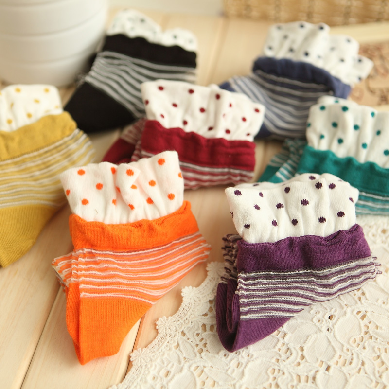 2012 dot socks multicolour thin stripe women's short socks dw412