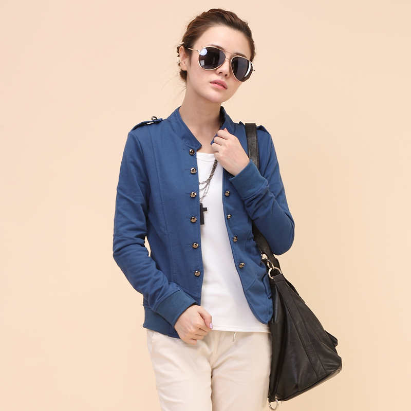 2012 double breasted slim casual autumn and winter outerwear female stand collar cardigan 091