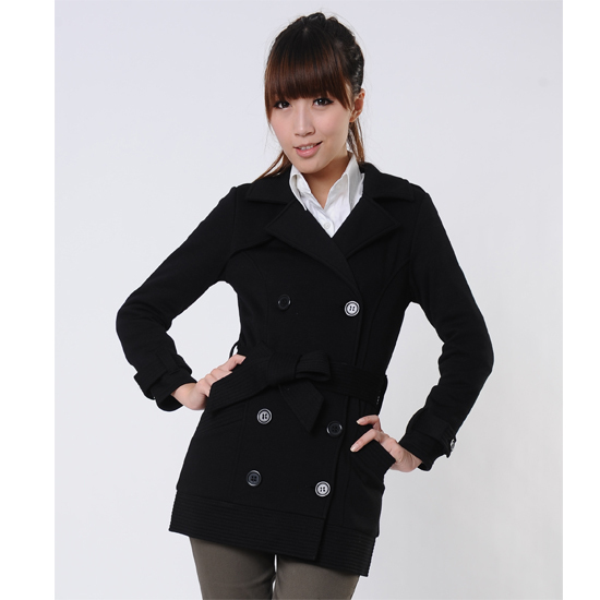 2012 double breasted turn-down collar knitting material medium-long trench 3183--p 144