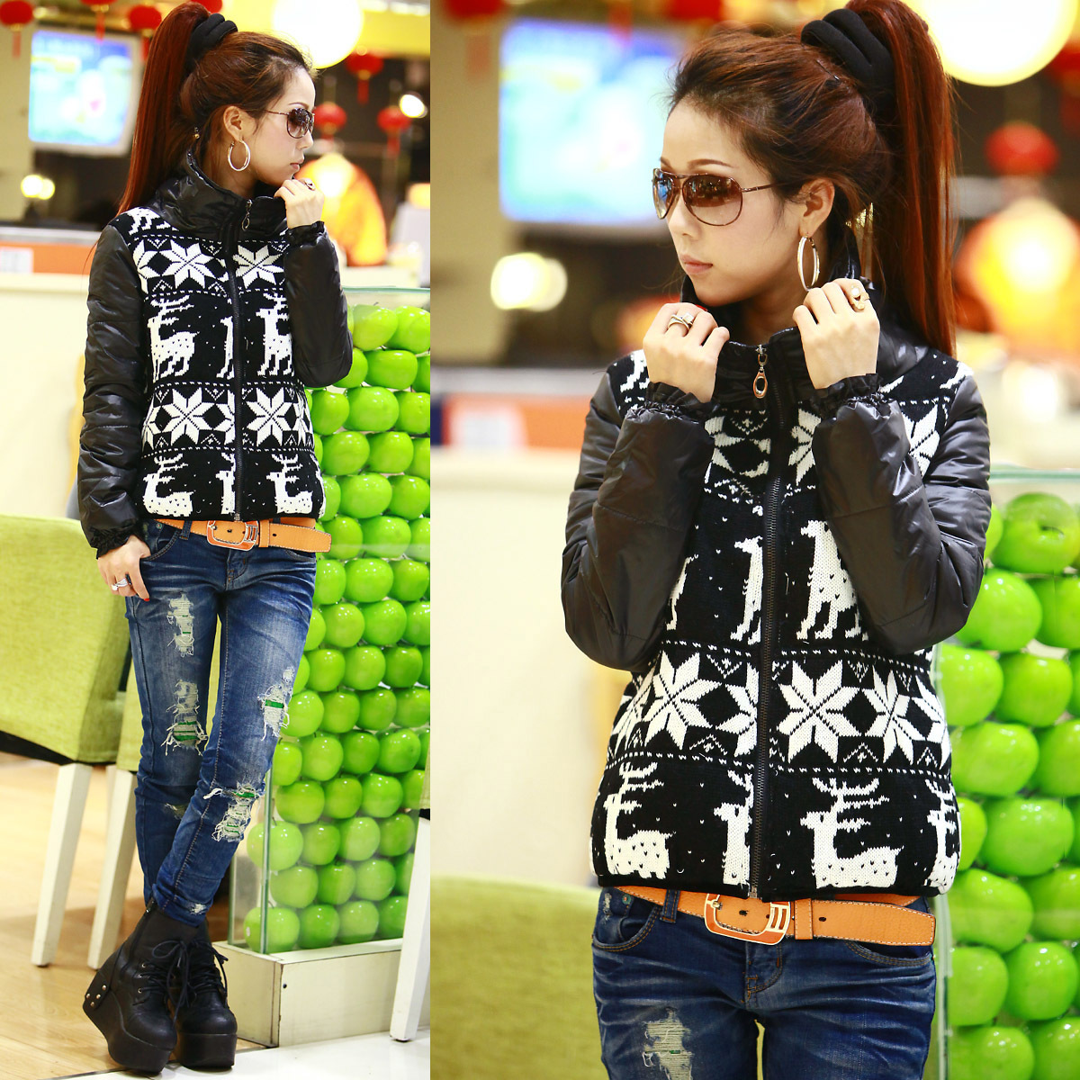 2012 down coat female short design women's down coat winter women