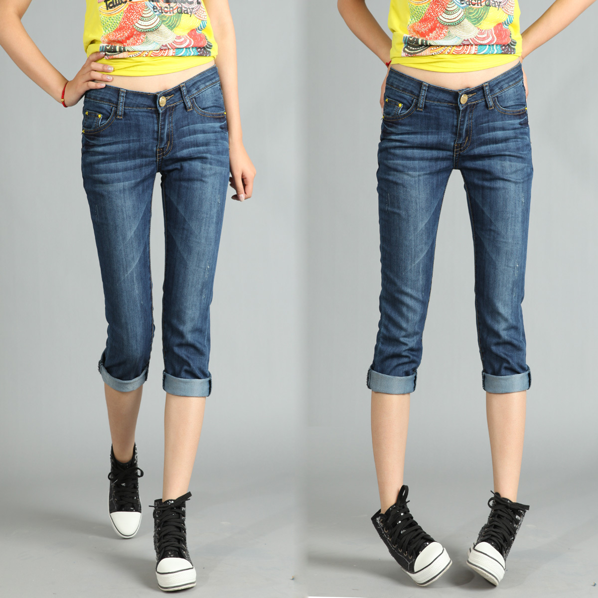 2012 elastic capris 7 jeans female casual trousers free shipping