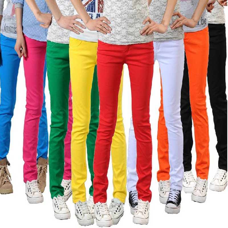 2012 elastic tight candy color colored pencil pants trousers jeans women's skinny pants