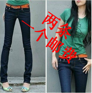 2012 elastic Women pencil pants skinny pants denim boots pants basic jeans plus size